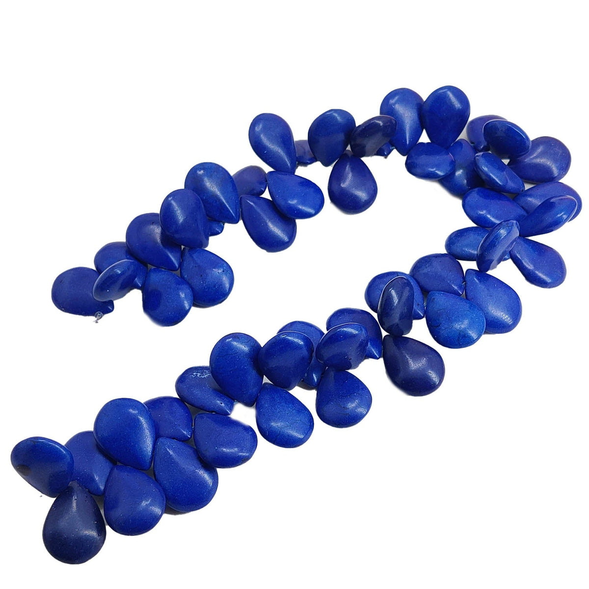 Synthetic Stone Beads 25x18x8 MM (1 String, 48 Beads) Flat Drop Hole 1 MM Dark Blue 15 Inch For Jewellery Making