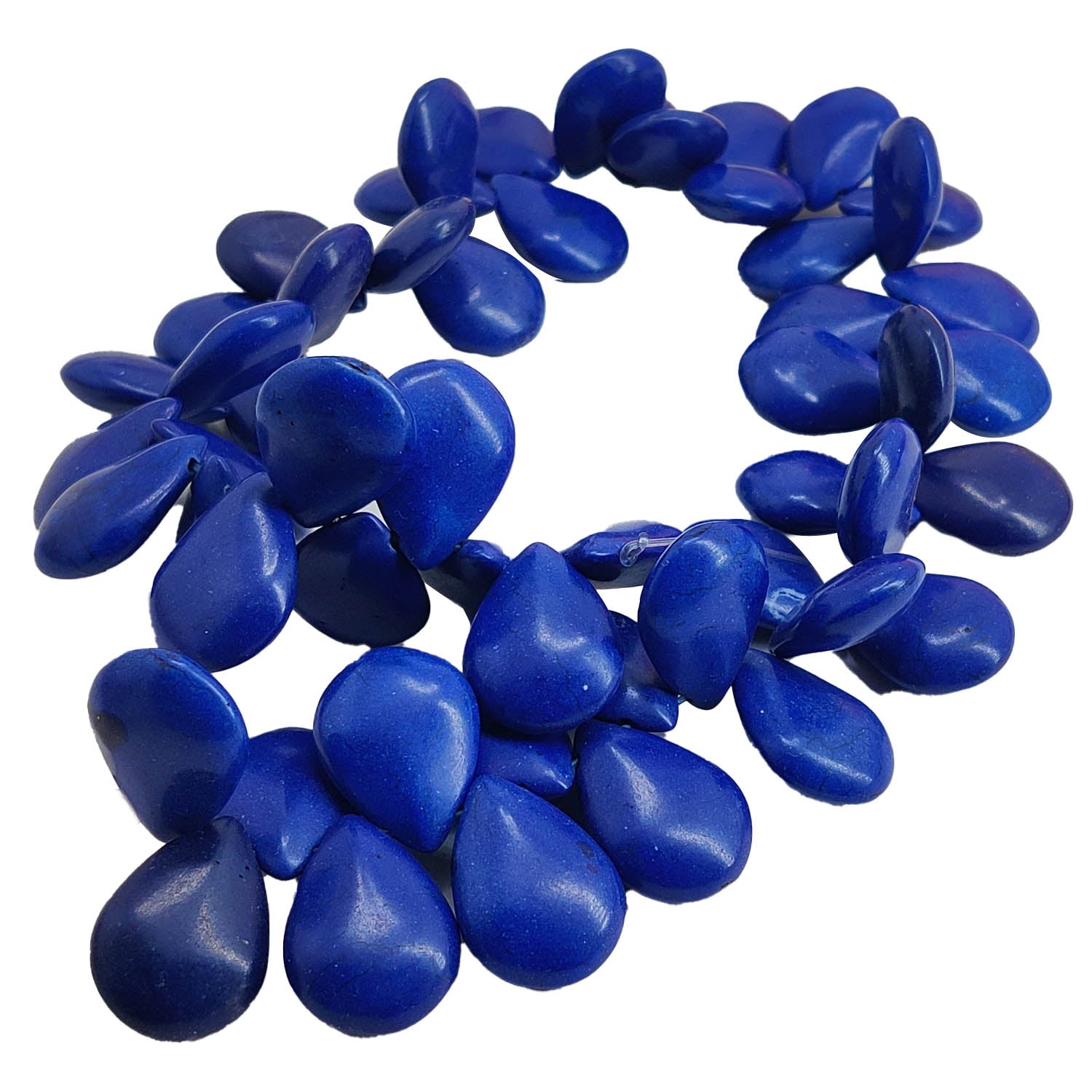 Synthetic Stone Beads 25x18x8 MM (1 String, 48 Beads) Flat Drop Hole 1 MM Dark Blue 15 Inch For Jewellery Making