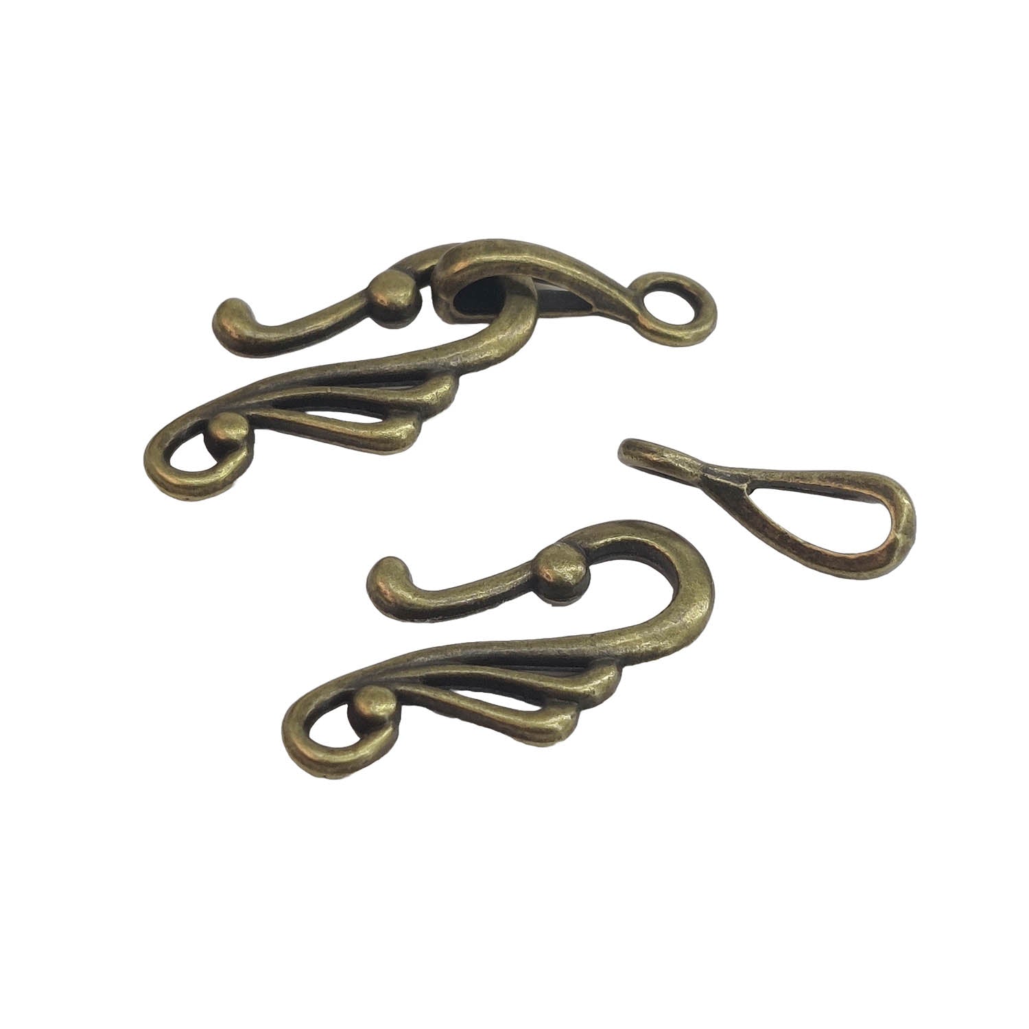 Metal Alloy Hook And Lock Clasps (5 Pieces) 24x12 MM Curved Antique Bronze Color For Jewellery Making [ac-jwlsupp-00048-m1]