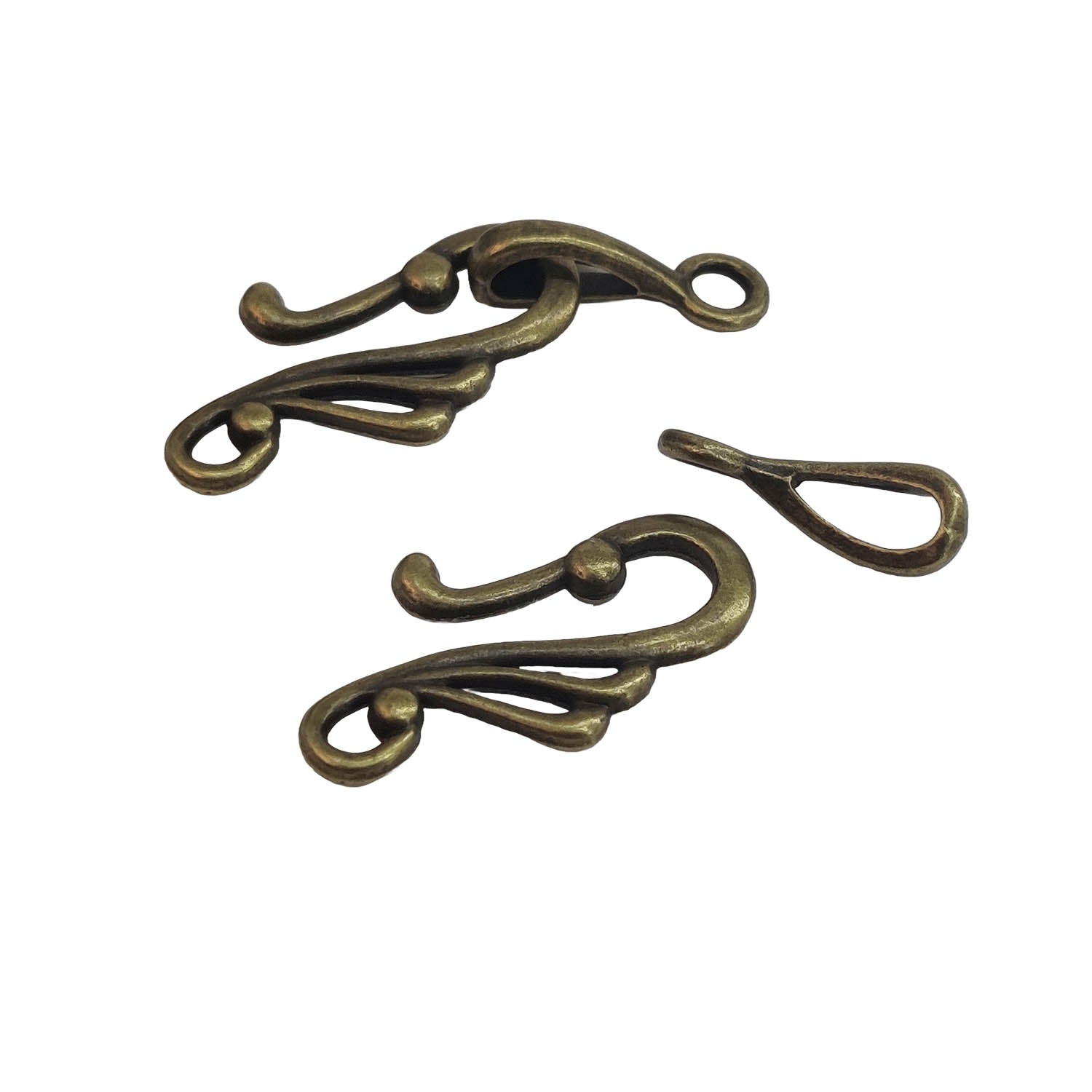 Metal Alloy Hook And Lock Clasps (5 Pieces) 24x12 MM Curved Antique Bronze Color For Jewellery Making [ac-jwlsupp-00048-m1]