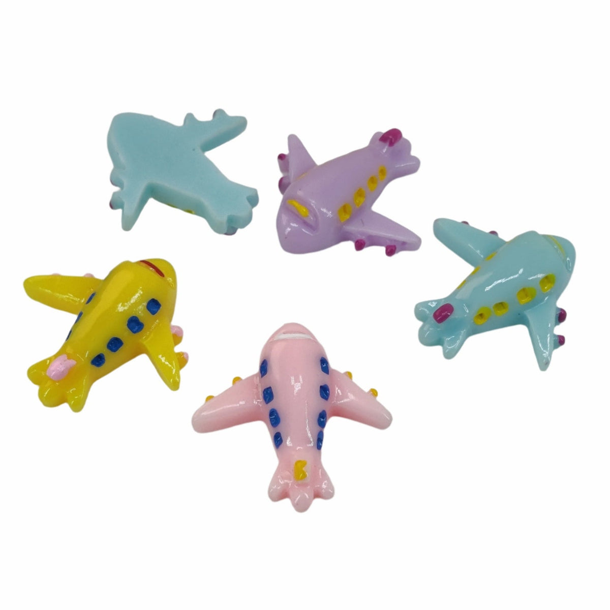 Resin Plane Flatbacks (Random Colors, Pack of 5) Multicolor Embellishments Cabochons For DIY Crafts Passports Gift Making [jefs-embelshcabo-00010-m1]