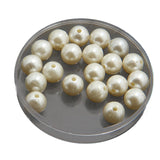 Glass Pearl Beads With Plastic (12MM, 50 Pieces) White For Jewellery Making Crafts Sewing, 50 Grams Wt [ac-bds-00035-12mm]