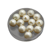 Glass Pearl Beads With Plastic (14MM, 30 Pieces) White For Jewellery Making Crafts Sewing, 50 Grams Wt [ac-bds-00035-14mm]