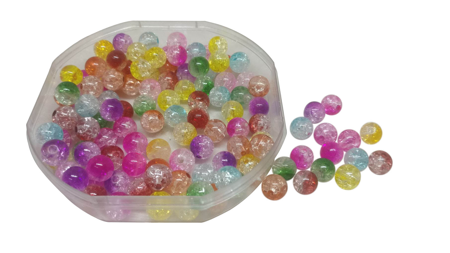 Double Color Crackle Style Acrylic Round Beads [ac-bds-00070]