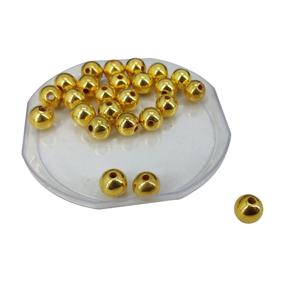 CCB Plastic Beads Golden Color 10mm With Hole 2.5mm (45 Pieces, 25 Grams) For Jewellery Making Embroidery Crafts [ac-bds-00079-10mm]