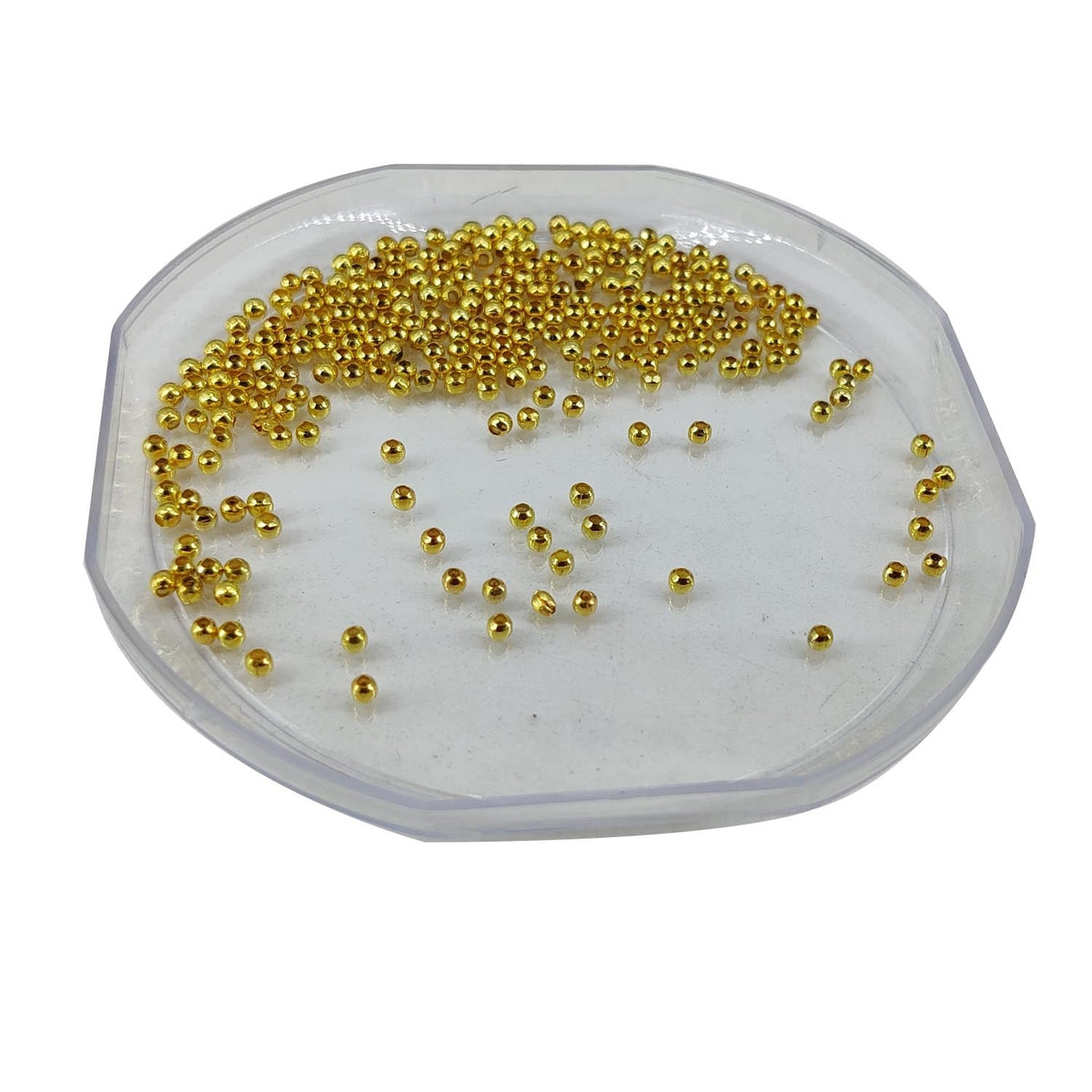 CCB Plastic Beads Golden Color 2mm With Hole 0.6mm (1250 Pieces, 25 Grams) For Jewellery Making Embroidery Crafts [ac-bds-00079-2mm]