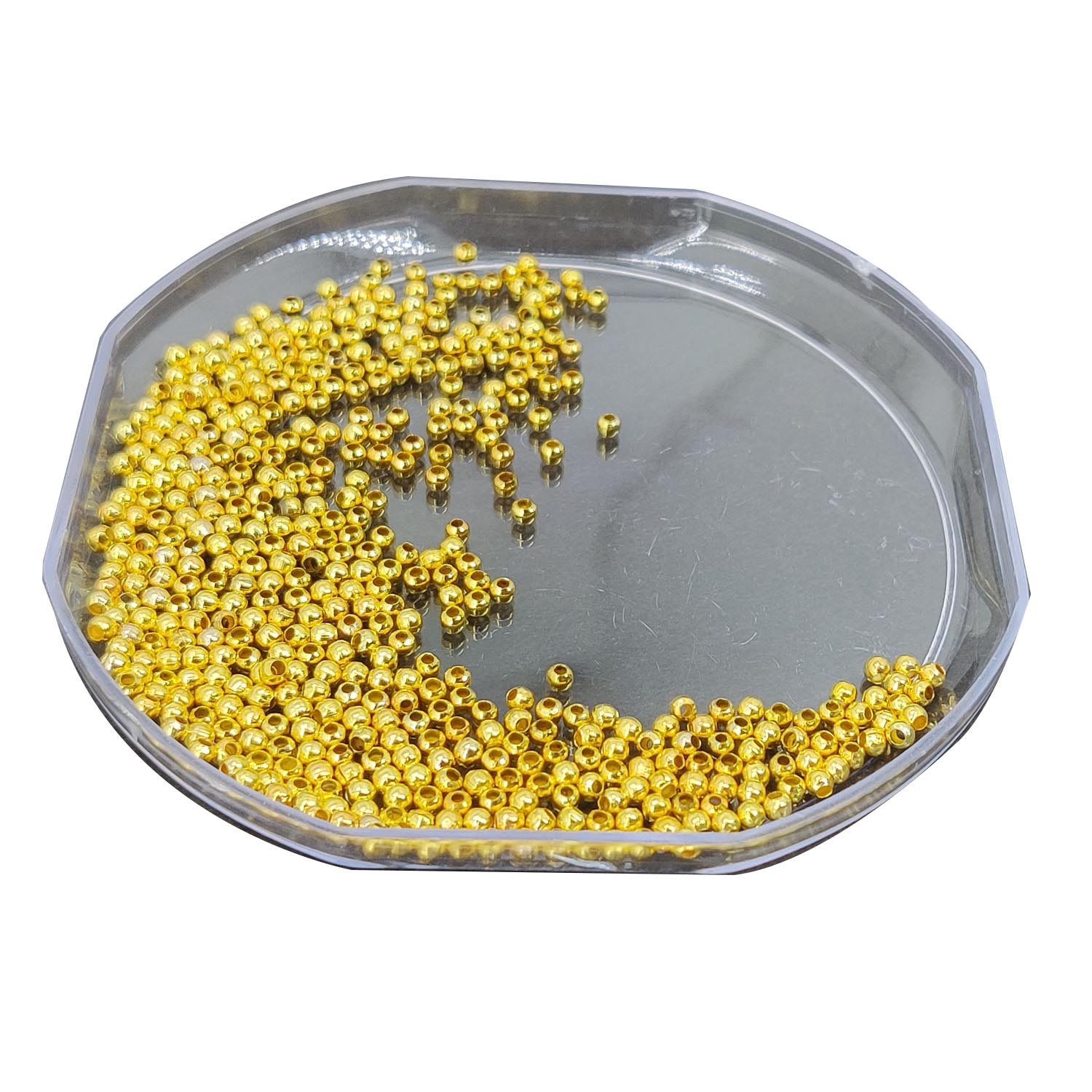 CCB Plastic Beads Golden Color 2mm With Hole 0.6mm (1250 Pieces, 25 Grams) For Jewellery Making Embroidery Crafts [ac-bds-00079-2mm]