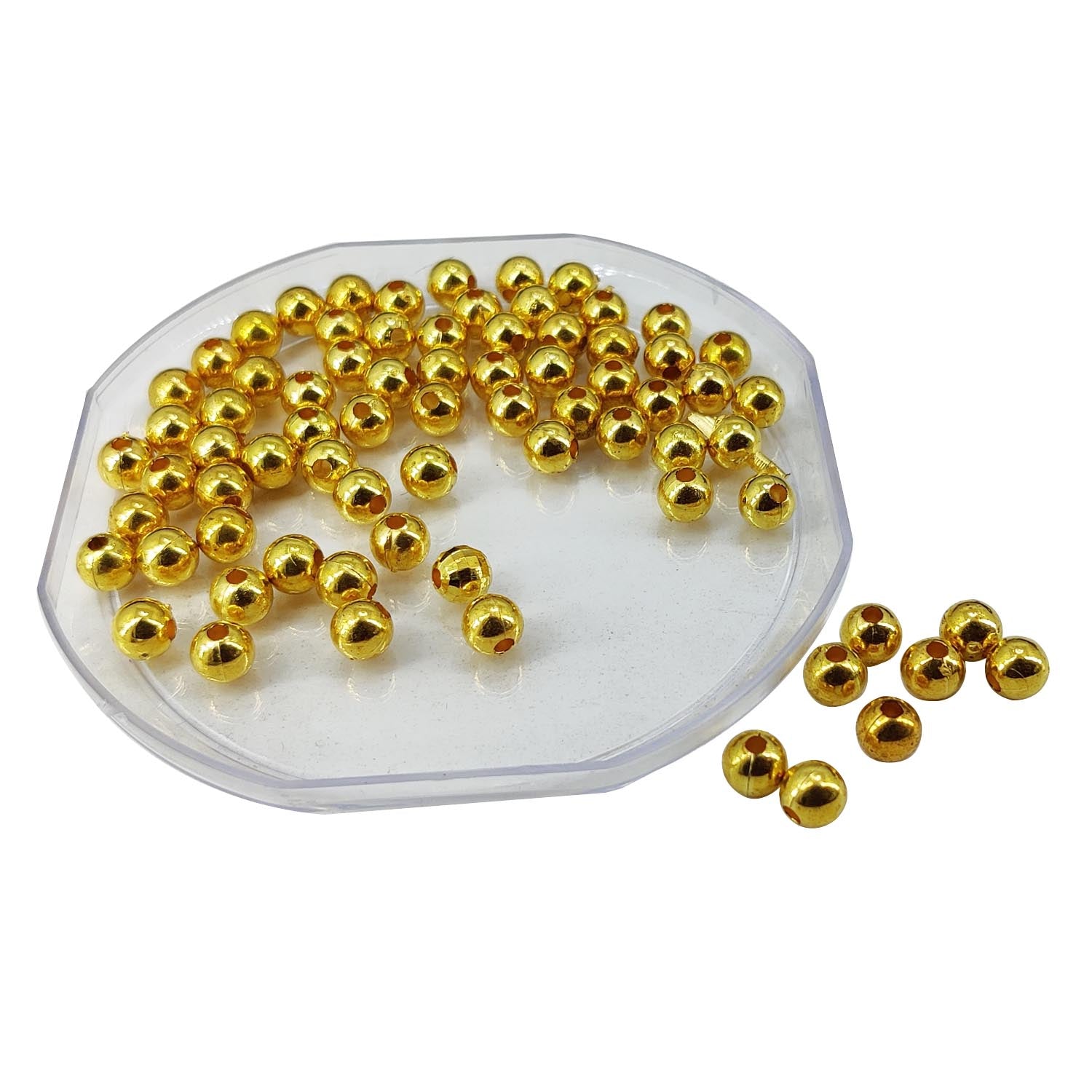 CCB Plastic Beads Golden Color 6mm With Hole 2mm (200 Pieces, 25 Grams) For Jewellery Making Embroidery Crafts [ac-bds-00079-6mm]