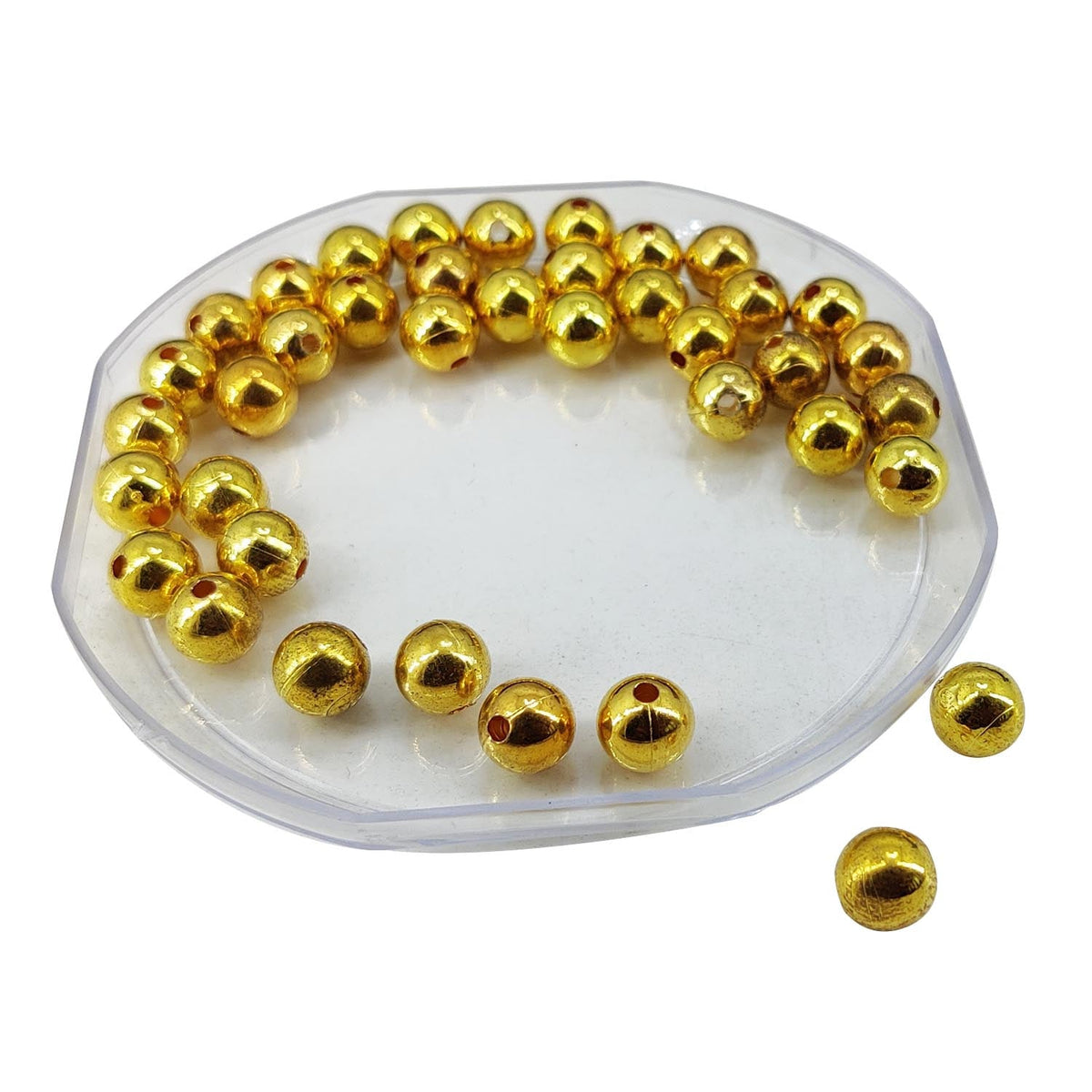 CCB Plastic Beads Golden Color 8mm With Hole 2mm (100 Pieces, 25 Grams) For Jewellery Making Embroidery Crafts [ac-bds-00079-8mm]