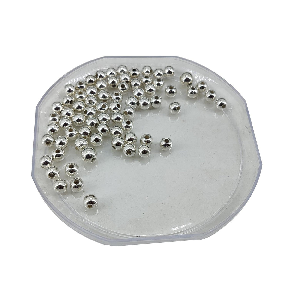 CCB Plastic Beads Silver Color 4mm With Hole 1.5mm (650 Pieces, 25 Grams) For Jewellery Making Embroidery Crafts [ac-bds-00080-4mm]