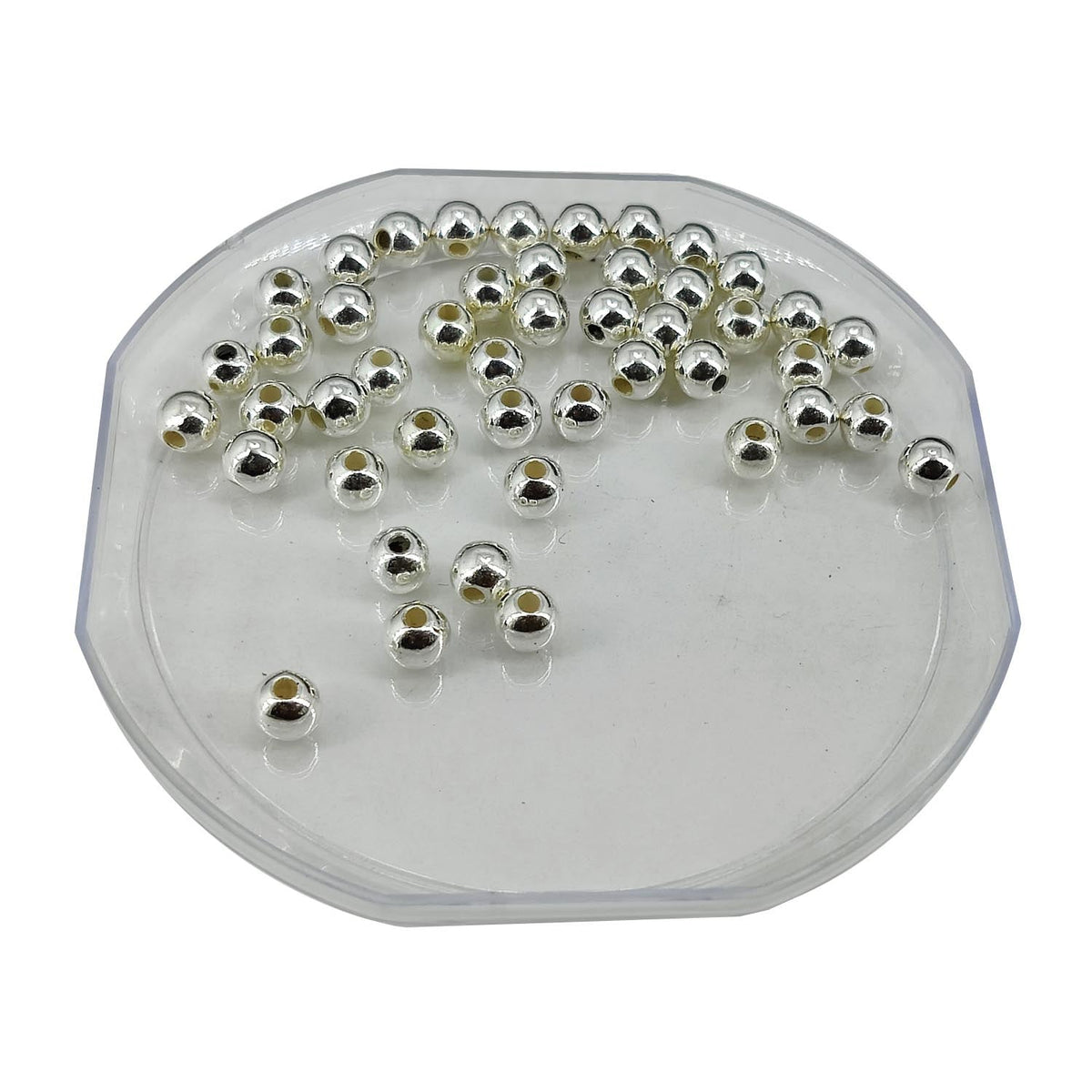 CCB Plastic Beads Silver Color 6mm With Hole 2mm (180 Pieces, 25 Grams) For Jewellery Making Embroidery Crafts [ac-bds-00080-6mm]