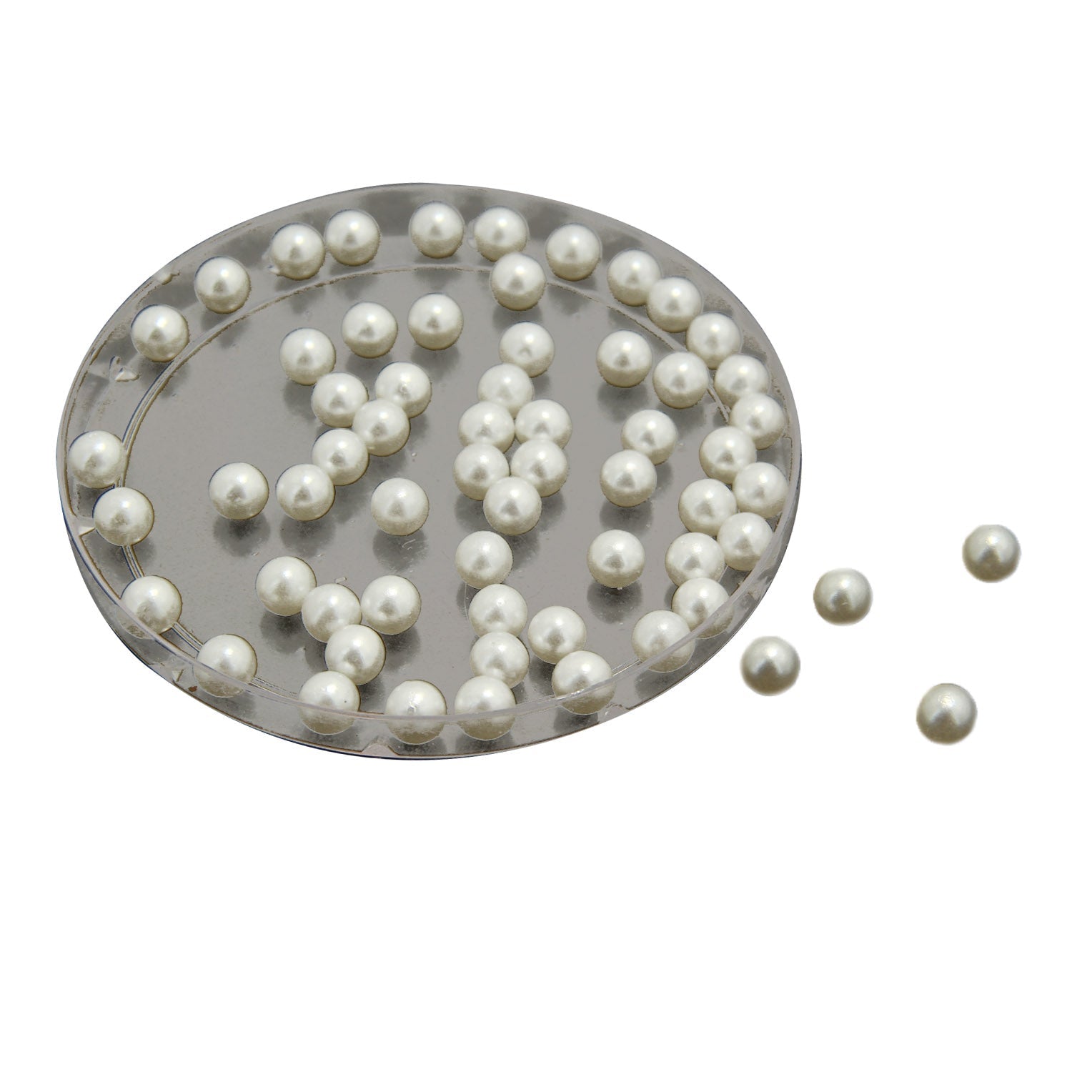 CCB Plastic No Hole Beads 6 MM (200 Pieces, 25 GMs Wt) Off White Round For Embroidery Sewing Art Crafts Decoration Jewellery Making [ac-bds-00081-m1]