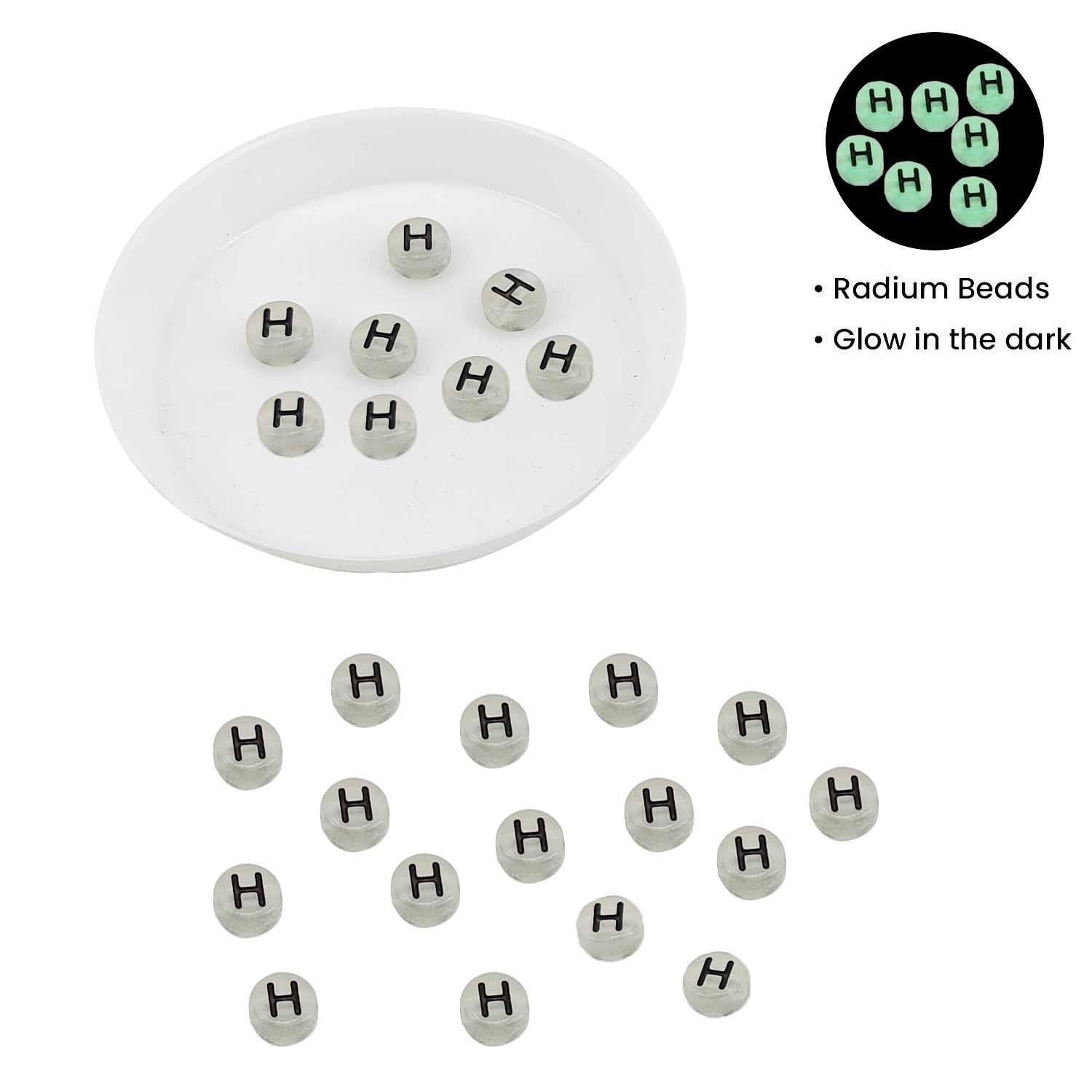 Acrylic Letter Alphabet Beads 7x4 MM Glow In The Dark Hole Size 1.5 MM Flat Round For Jewellery Making DIY Crafts Keychains Decoration [ac-bds-00083]