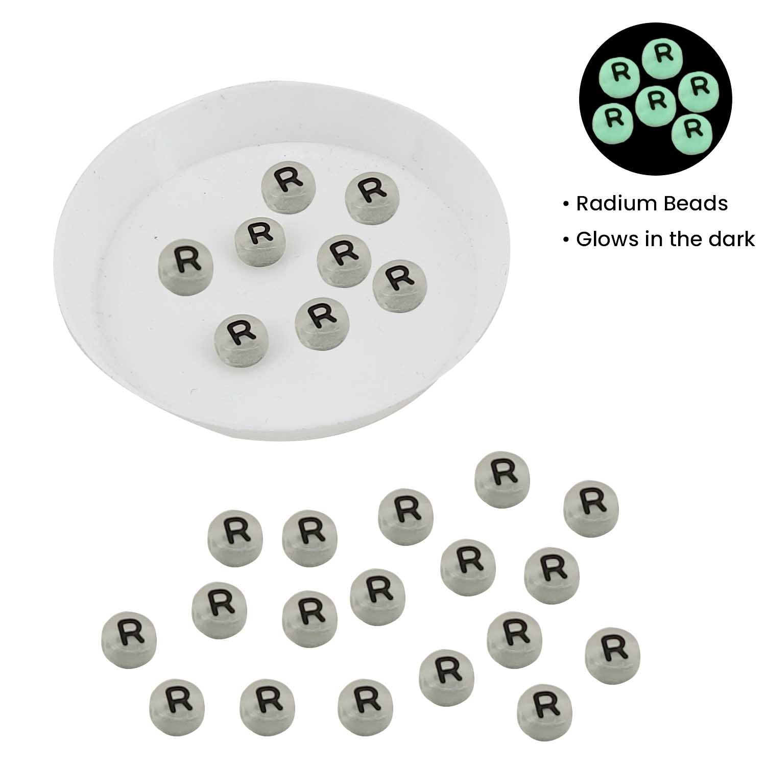 Acrylic Letter Alphabet Beads 7x4 MM Glow In The Dark Hole Size 1.5 MM Flat Round For Jewellery Making DIY Crafts Keychains Decoration [ac-bds-00083]