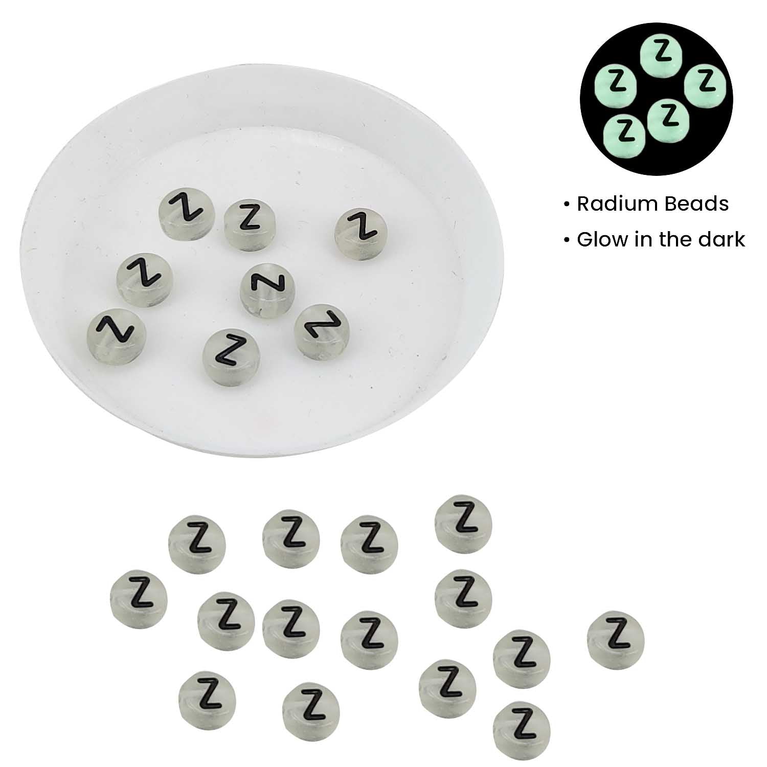 Acrylic Letter Alphabet Beads 7x4 MM Glow In The Dark Hole Size 1.5 MM Flat Round For Jewellery Making DIY Crafts Keychains Decoration [ac-bds-00083]