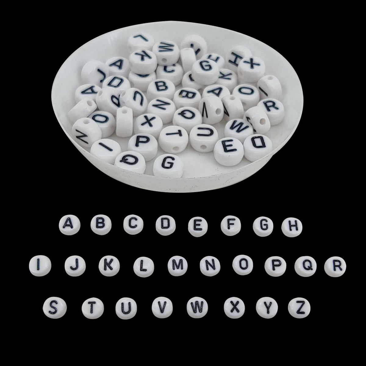 Buy Acrylic Letter Alphabet Beads 7x4 MM White Hole Size 1 MM Flat ...