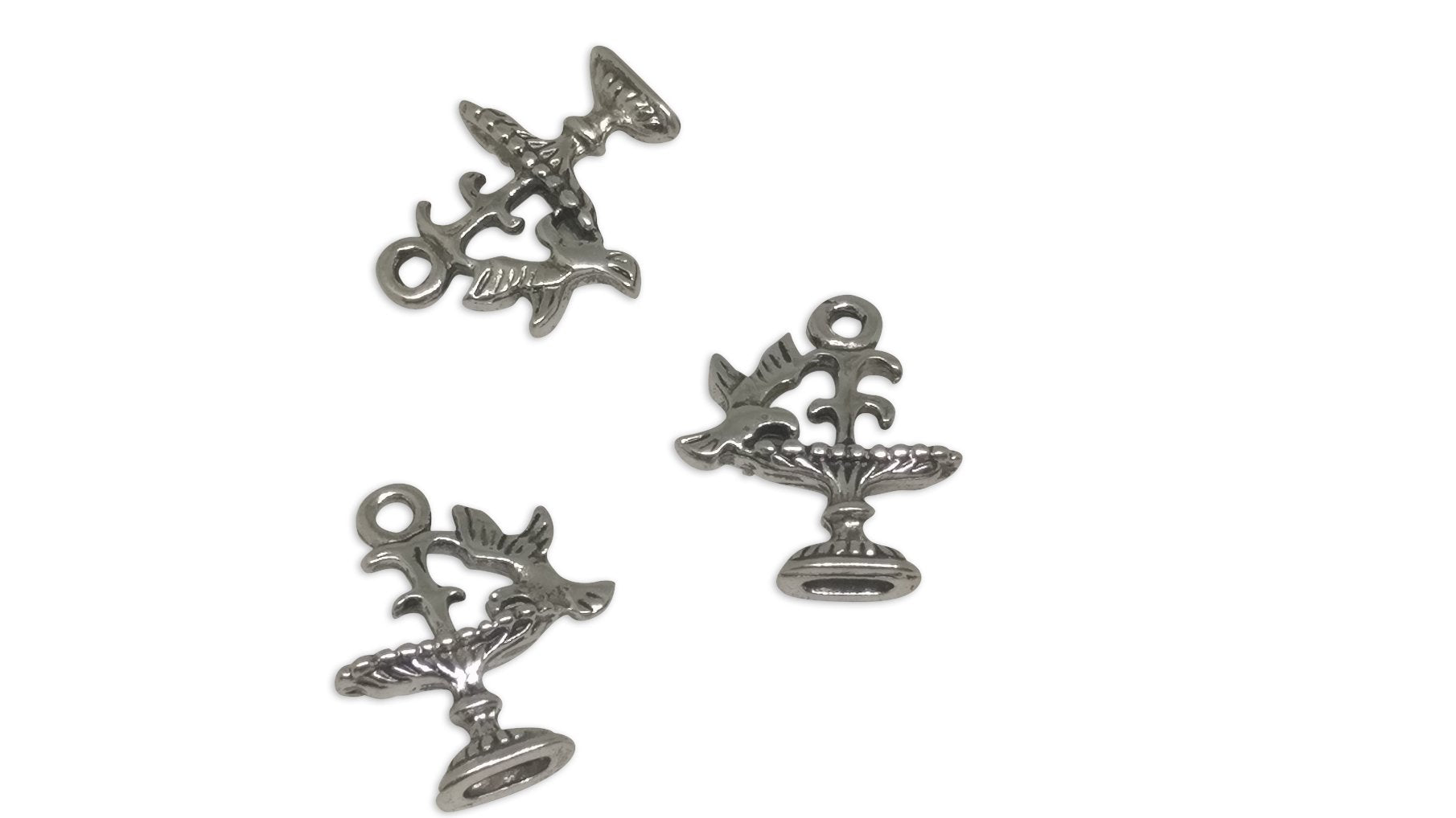 Jewelry Mini Pendant Alloy Craft Charms 19x17x4xmm Bird Pigeon Antique Silver Color (Pack of 10 pieces) [ac-charm-00001-m63]