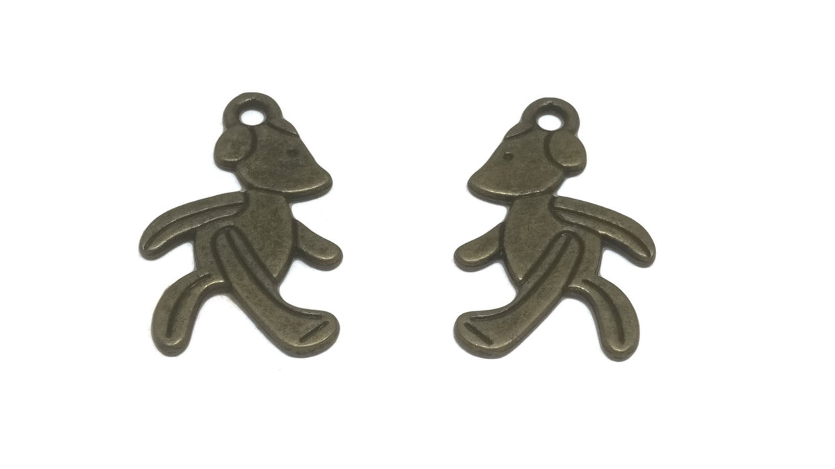 Jewelry Mini Pendant Alloy Craft Charms 28x17x2xmm Cartoon Dog Antique Bronze Color (Pack of 10 pieces) [ac-charm-00001-m86]