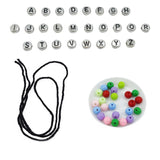 DIY Rakhi Making Kit Supplies Materials For 2 Rakhis (Thread, 2 Sets x A-Z Radium Silver Color CCB Beads, 24 Pcs Plastic Beads) - 1 Set [ac-jwlsupp-00040-m10]