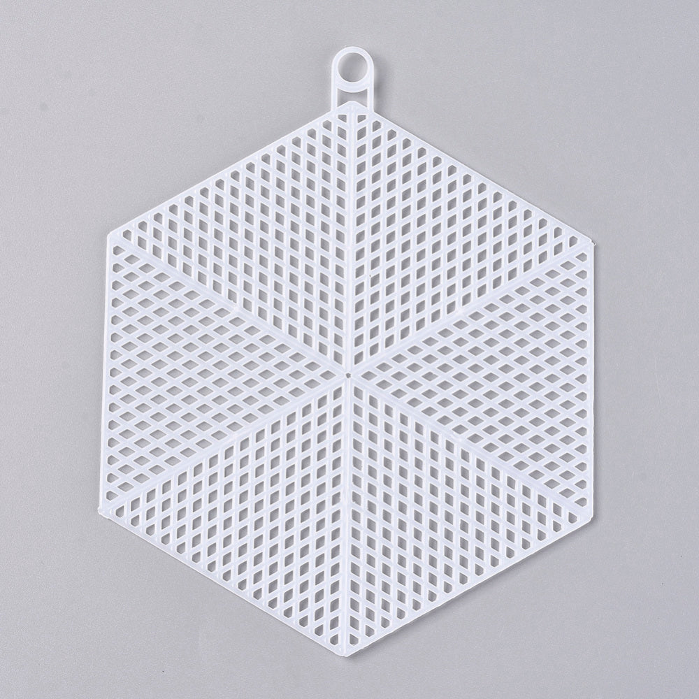 Embroidery Canvas Mesh Plastic Sheets 6x4.5 Inch (1 Piece) Hole 8mm Hexagon White For Cross Stitching DIY Knitting Crochet Crafts [ac-sewsupp-00006-m18]