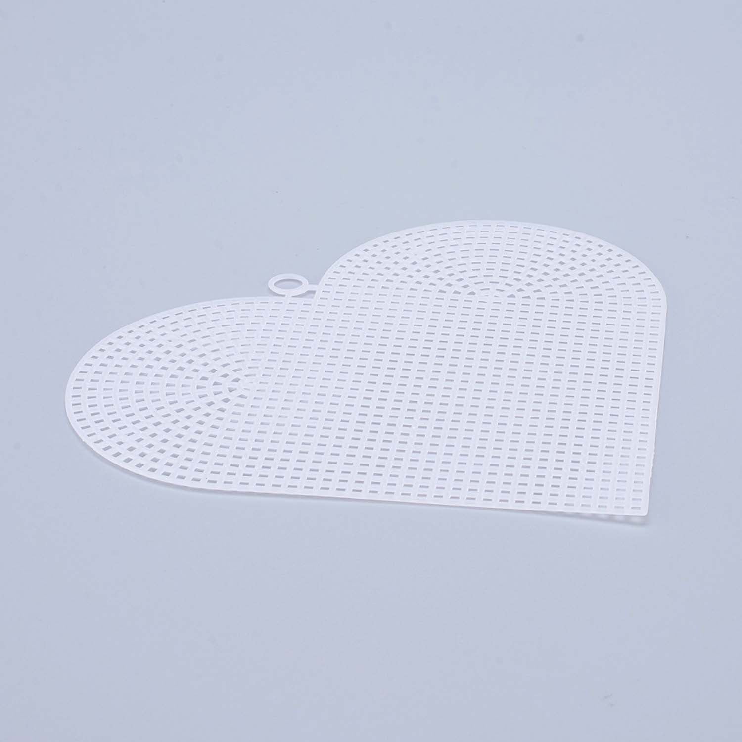 Embroidery Canvas Mesh Plastic Sheets 6x6.5 Inch (1 Piece) Hole 4x4mm Heart White For Cross Stitching DIY Knitting Crochet Crafts [ac-sewsupp-00006-m9]