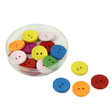 Wooden Buttons (25 Pieces) 20x4 Round Mixed Colors Plain 2-Holes For Embroidery Sewing Crafts [jefs-bttns-00112-m3]