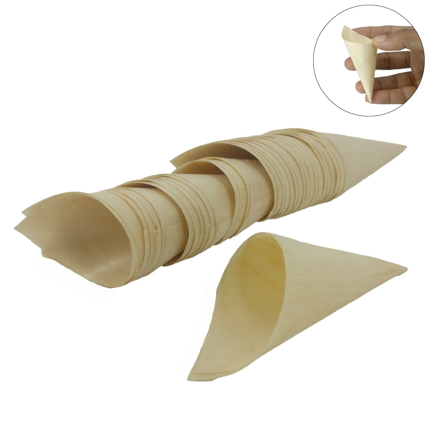 Eco Friendly Small Bamboo Cones (Pack of 10) 7 to 8 CM Long For Food Samples Catering Display Icecream Nuts Pan Beeda Dry Fruits, For Occasions Events Gathering Restaurants [jefs-pack-boxnsupp-00148-m1]