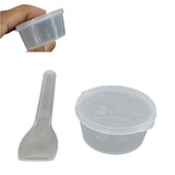 Small Polypropylene Plastic Containers With Spoon (Set of 10, Capacity 25 ML) 5x4.5x2.5 CM Leak Proof With Lid For Ketchup Sauce Jam Cream Sampling [jefs-pack-boxnsupp-00153-combo3]