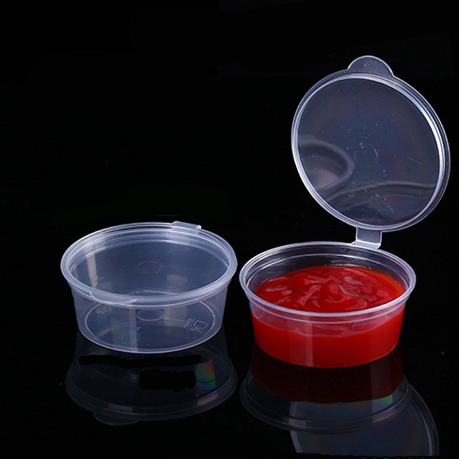 Small Polypropylene Plastic Containers With Spoon (Set of 10, Capacity 25 ML) 5x4.5x2.5 CM Leak Proof With Lid For Ketchup Sauce Jam Cream Sampling [jefs-pack-boxnsupp-00153-combo3]