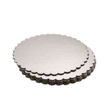 Cake Board Stand Bases (5 Pieces) For 1 KG Cakes Round Flower 8 Inch Silver [jefs-pack-boxnsupp-00157-m18]