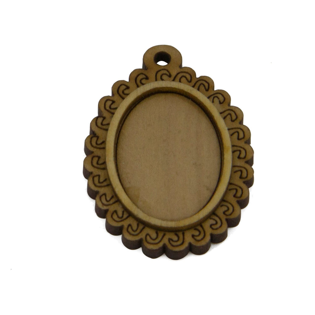 Wooden Jewellery Pendant Bases For Patches Cabochons Craft [Suitable For 25x18mm Oval Objects] 39x28x5xmm Oval Wood Color (Pack of 2 pieces) [jefs-pndt-gnrl-00124-m3]