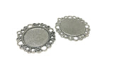 Jewelry Metal Alloy Pendant Base 35mm (Holds 25mm Round Embellishments) Round Antique Silver Color (Pack of 2 pieces) [jefs-pndt-gnrl-00129-m15]